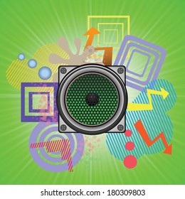 colorful illustration with speaker for your design