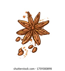 Colorful illustration of spice star anise