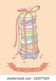 Colorful illustration of a stack of macaroons. EPS 10. No gradients. Transparency.