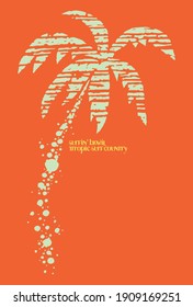 Colorful illustration of stylized coconut tree. Art for t-shirts, posters and etc ...