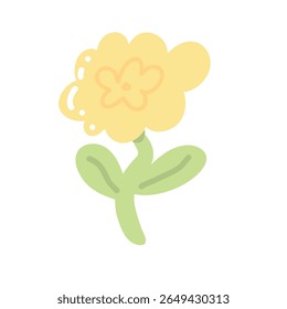 Colorful illustration in stylized spring bloom with yellow daisy flower. This vector illustration conveys the harmony of nature and is perfect for gardening themes, wall art or floral branding.