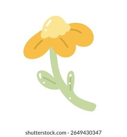 Colorful illustration in stylized spring bloom with yellow daisy flower. This vector illustration conveys the harmony of nature and is perfect for gardening themes, wall art or floral branding.