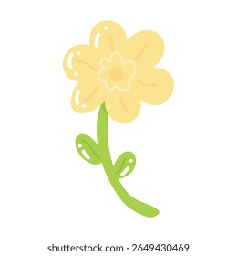 Colorful illustration in stylized spring bloom with yellow daisy flower. This vector illustration conveys the harmony of nature and is perfect for gardening themes, wall art or floral branding.