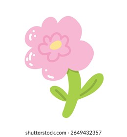 Colorful illustration in stylized spring bloom with pink daisy flower. This vector illustration conveys the harmony of nature and is perfect for gardening themes, wall art or floral branding.