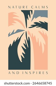 Colorful illustration of stylized tropical coconut tree.