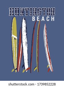 Colorful illustration of surfboards lined up.