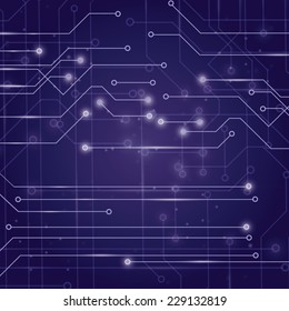 colorful illustration with technology circuit board on a blue background