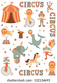 Colorful illustration of tent circus