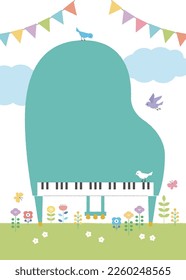 colorful illustration that frame  and background of piano