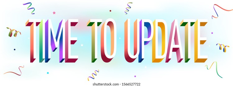 Colorful illustration of "Time to Update" text