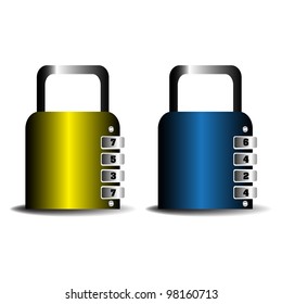 Colorful illustration with two combination padlocks isolated on white background
