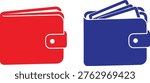 Colorful illustration of two wallets in red and blue