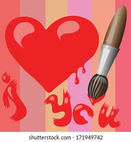 colorful illustration with valentines heart for your design