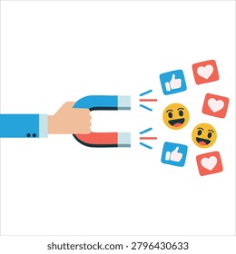 Colorful illustration of vectorized cool flat styling consept social media success and