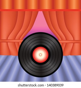 colorful illustration with vinyl  record for your design