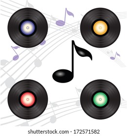 colorful illustration with vinyl record for your design