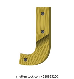 colorful illustration with wood letter J on  a white background