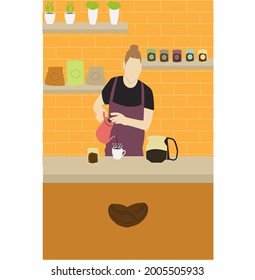 
colorful illustrations of the atmosphere in the coffee shop for coffee lovers.