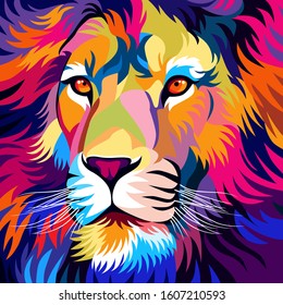 colorful illustrations, a lion, simple design, for a logo or symbol. - Vector.