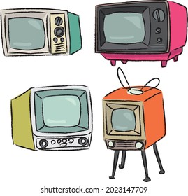 Coloridas ilustraciones de la vieja televisión