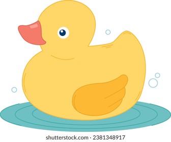 Colorful illustrations of rubber duck. Vector children's toy for bath