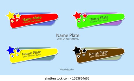 Colorful illustrator design of name label.