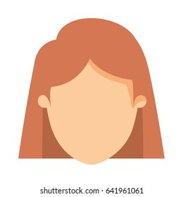 colorful image caricature front view faceless closeup woman with brown short straight hair vector illustration