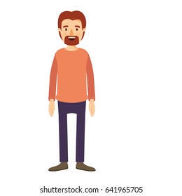 colorful image caricature full body male person with beard and moustache with clothing vector illustration