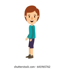 colorful image caricature side view full body guy with hairstyle vector illustration