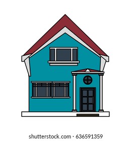 colorful image cartoon facade irregular structure house with modern style