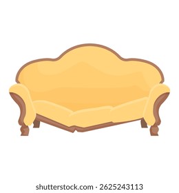 Imagem colorida de um bonito sofá de desenho animado amarelo com um design acolhedor, isolado no fundo branco