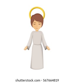 colorful image with jesus boy with open hands