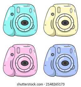 Colorful image photo camera, camera, vector design element in the style of doodles, isolated on a white background, hand drawn