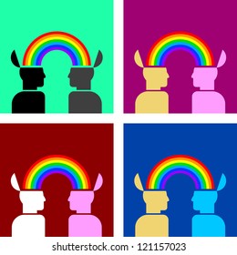 colorful image of rainbow connecting people