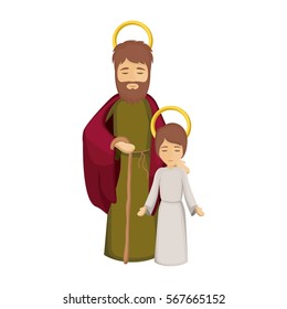 colorful image with saint joseph and jesus boy