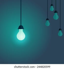 Colorful image of switching on lamp on the front and switched of lamps on back