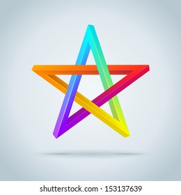 Colorful Inconceivable Pentagram. Vector Illustration.