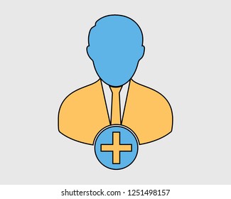 Colorful Increase or Add users Icon on gray background