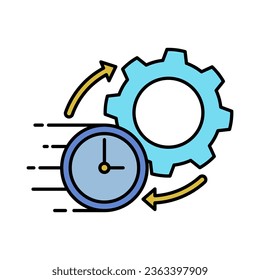 bunter Erhöhung der Verarbeitungsgeschwindigkeit Big Data Symbol auf weißem Hintergrund, Icon Design für Apps, Präsentation, Banner, Zeichen, Symbol, Logo. Konzept der künstlichen Intelligenz Vektorgrafik.