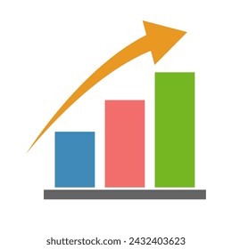 Colorful increasing bar graph icon