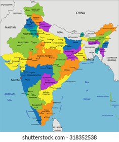 India Political Map Images Stock Photos Vectors Shutterstock