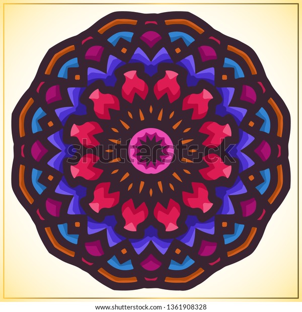 Colorful Indian Mandala Art Floral Motifs Stock Vector Royalty Free