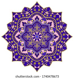 Colorful indian mandala. Traditional gesign element. Oriental elegant ornament. Blue pattern for any surface.