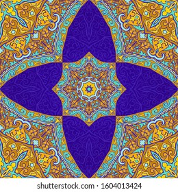 Colorful indian pattern with mandalas. Vector beautiful background. Template for textile, carpet, shawl.