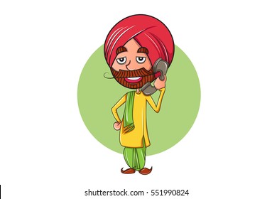 Colorful Indian Punjabi Sardar Cartoon Character Stock Vector (Royalty ...