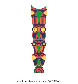 Colorful indian totem. Vector illustration on white background