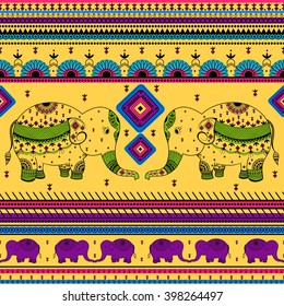 Colorful Indian tribal seamless pattern in vector