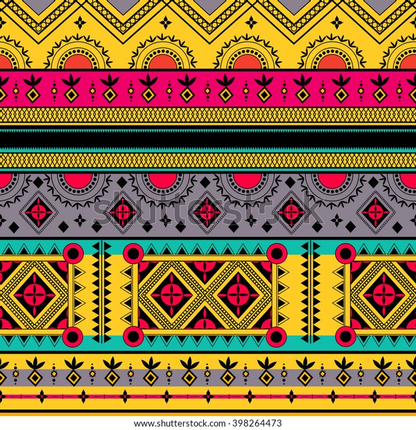 Colorful Indian Tribal Seamless Pattern Vector Stock Vector (Royalty ...