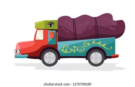 colorful indian truck vector illustration