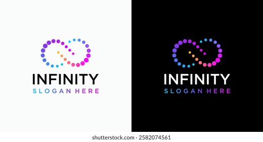 Colorful infinite science technology connection vector logo design with modern, simple, clean and abstract style.